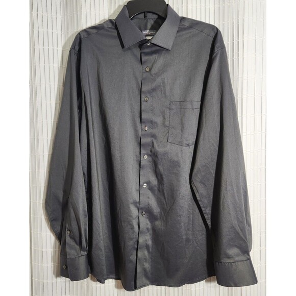 Van Heusen Dress Shirt For Mens Large 34-35 LongSleeve Gray Regular Fit Stretch - Picture 1 of 11